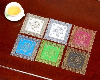 外貿PVC蕾絲燙金、銀杯墊 精致生活中的低調奢華